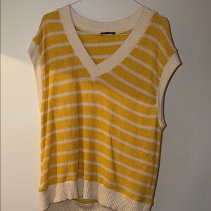 Zara Yellow and Cream Striped Tank Top